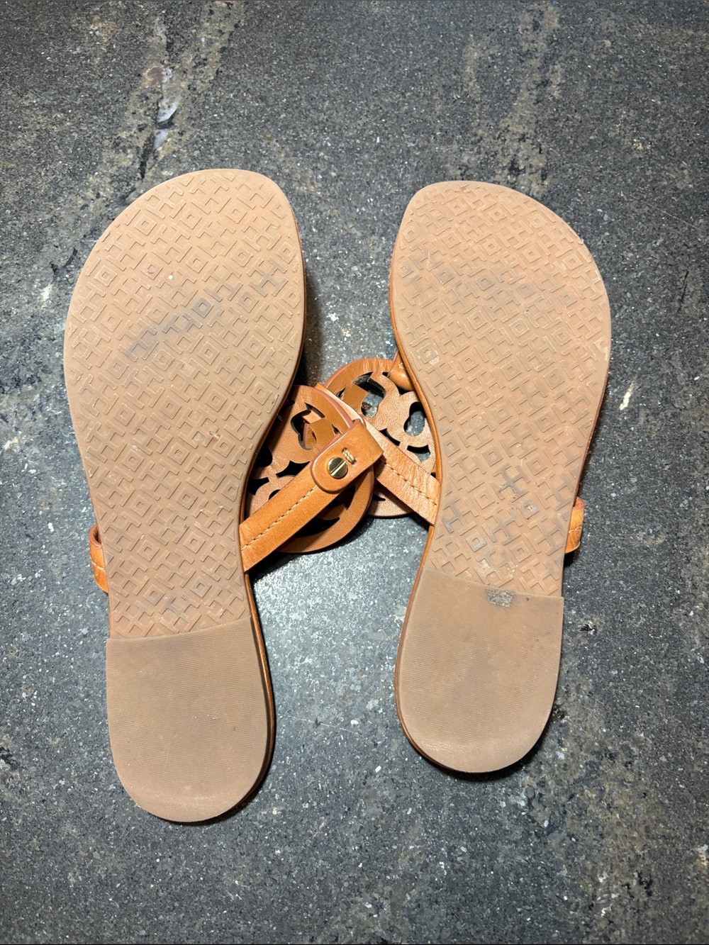 Tory Burch Miller Vintage Vachetta Leather Logo Sandals - Picture 5 of 7